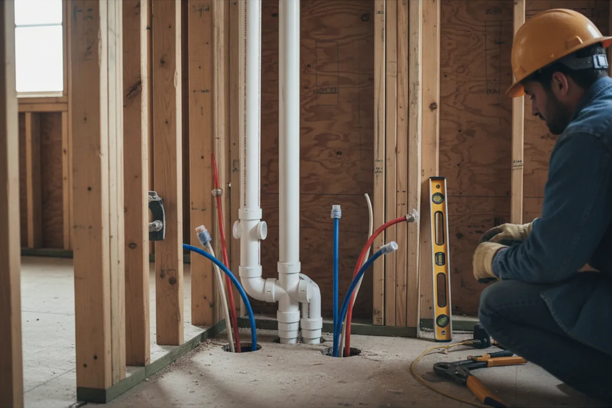 Drain and supply rough-in during Drain Cleaning in Freeburg