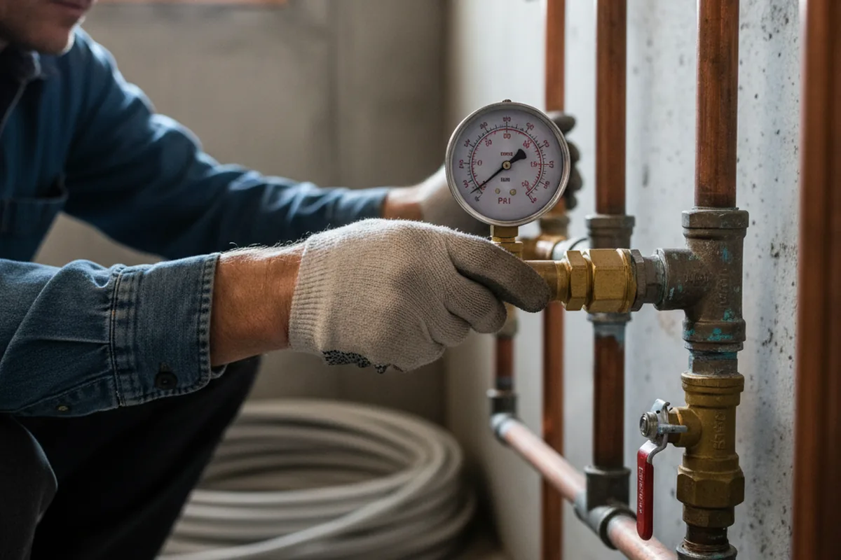 Pressure testing a repaired line during Water Line Repair in Freeburg